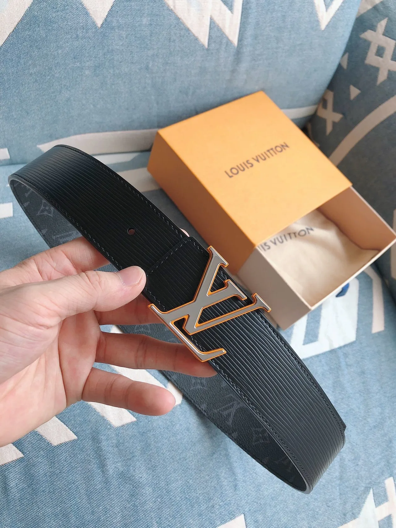 Louis Vuitton LV Belt Black Monogram Leather Belt 8