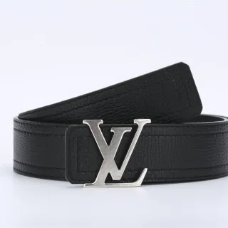 Louis Vuitton LV Belt কালো টেক্সচার্ড চামড়ার বেল্ট