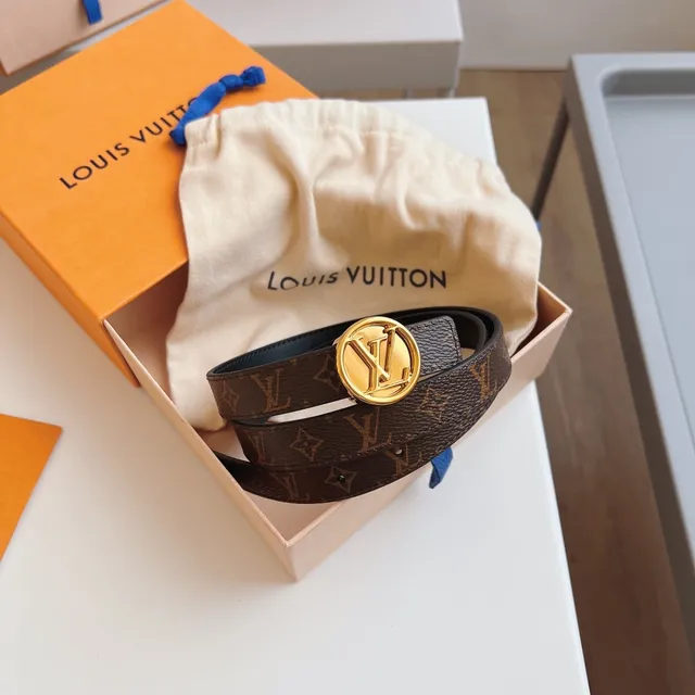 Louis Vuitton LV বাদামি কালো মোনোগ্রাম ক্যানভাস মসৃণ চামড়া বেল্ট 2