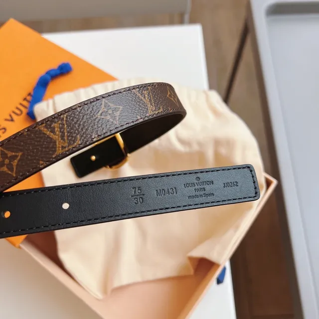 Louis Vuitton LV বাদামি কালো মোনোগ্রাম ক্যানভাস মসৃণ চামড়া বেল্ট 3