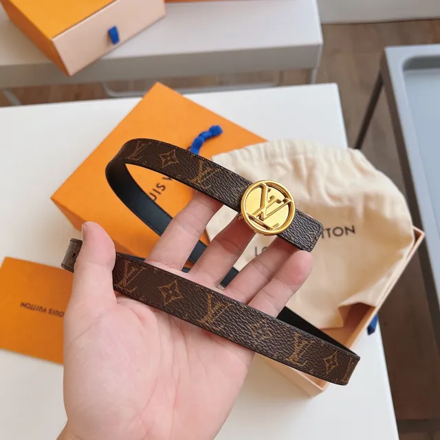 Louis Vuitton LV বাদামি কালো মোনোগ্রাম ক্যানভাস মসৃণ চামড়া বেল্ট 4
