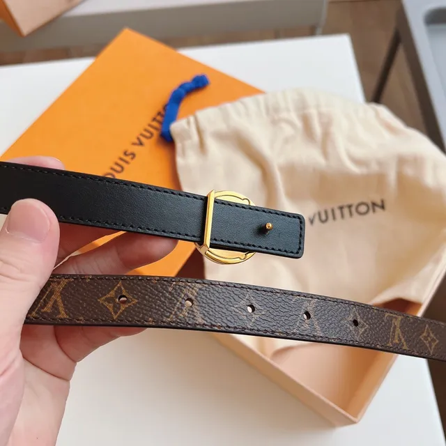 Louis Vuitton LV বাদামি কালো মোনোগ্রাম ক্যানভাস মসৃণ চামড়া বেল্ট 5