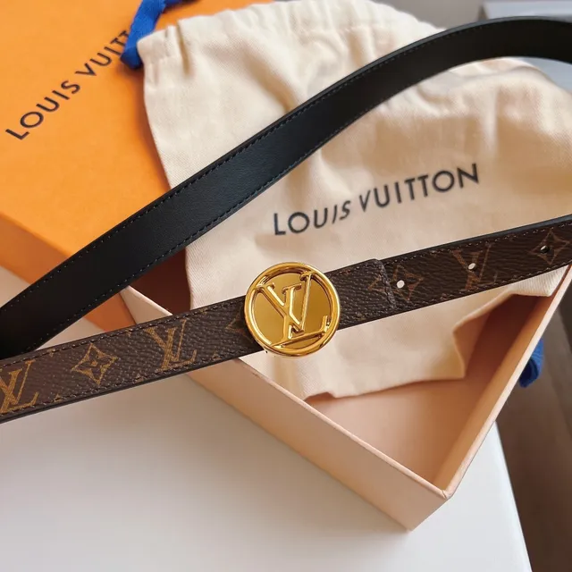 Louis Vuitton LV বাদামি কালো মোনোগ্রাম ক্যানভাস মসৃণ চামড়া বেল্ট 6