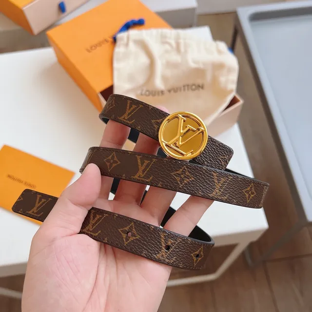 Louis Vuitton LV বাদামি কালো মোনোগ্রাম ক্যানভাস মসৃণ চামড়া বেল্ট 8