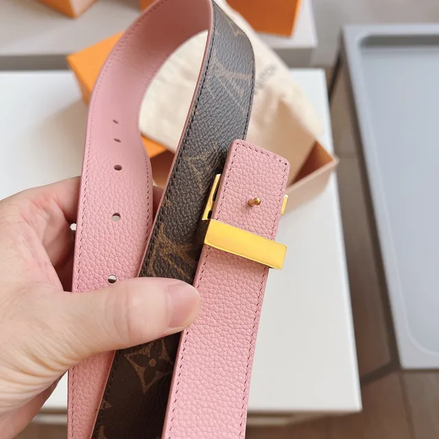 Louis Vuitton LV Belt গোলাপি এবং মোনোগ্রাম ক্যানভাস চামড়া বেল্ট 5