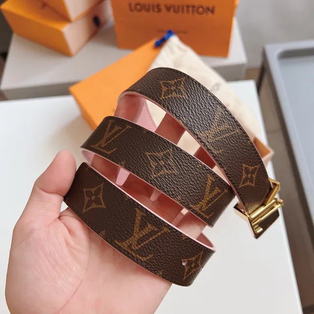 Louis Vuitton LV Belt গোলাপি এবং মোনোগ্রাম ক্যানভাস চামড়া বেল্ট 6