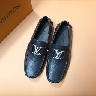 Louis Vuitton LV Buckle Loafer Mocassins Navy Couro Pebbled