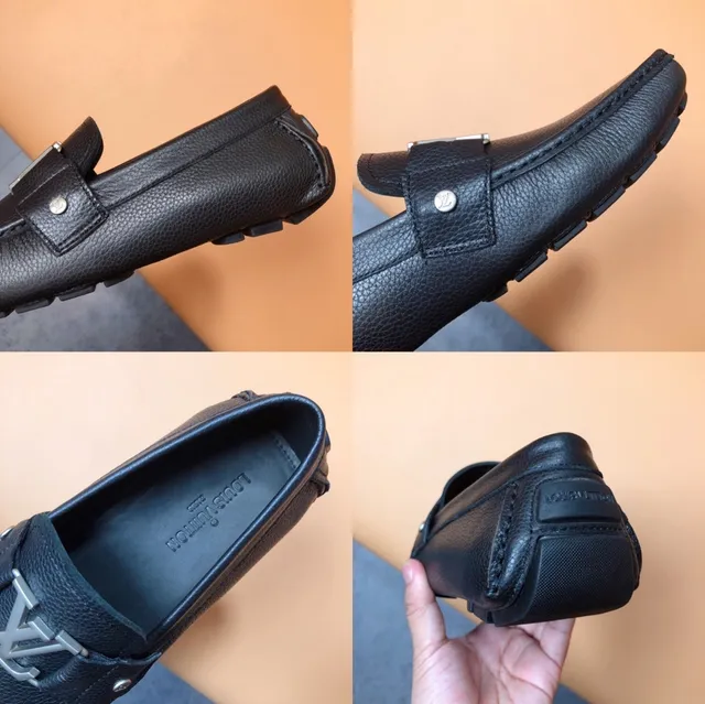 Louis Vuitton LV Buckle Loafer Mocassins Navy Couro Pebbled 2