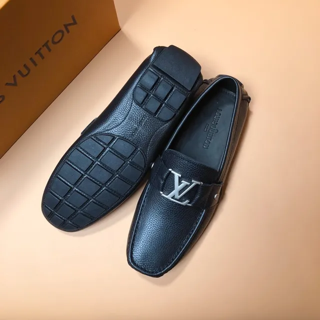 Louis Vuitton LV Buckle Loafer Mocassins Navy Couro Pebbled 3
