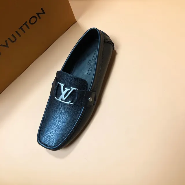 Louis Vuitton LV Buckle Loafer Mocassins Navy Couro Pebbled 4