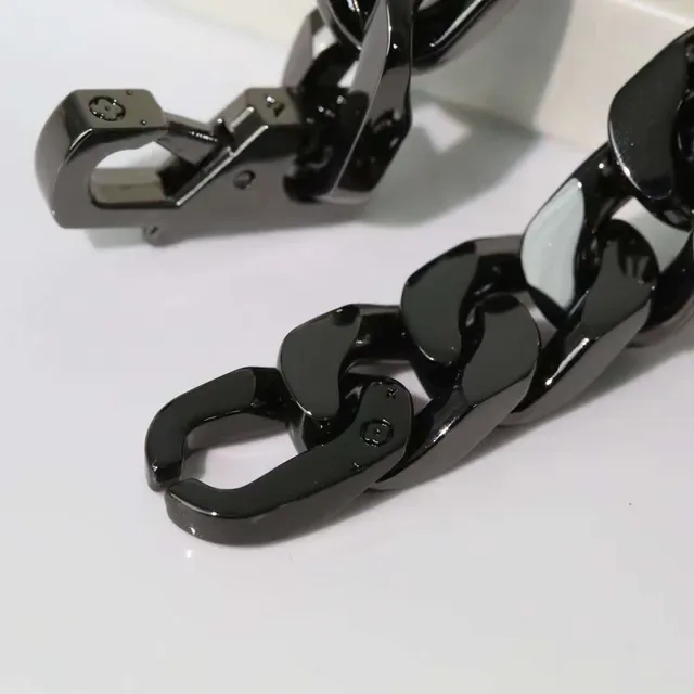 Louis Vuitton LV Chain Black Green Chunky Curb-Link Polished Metal Bracelet 2