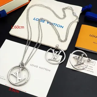 Louis Vuitton LV Circle Silver Metal Circular Pendant Necklace