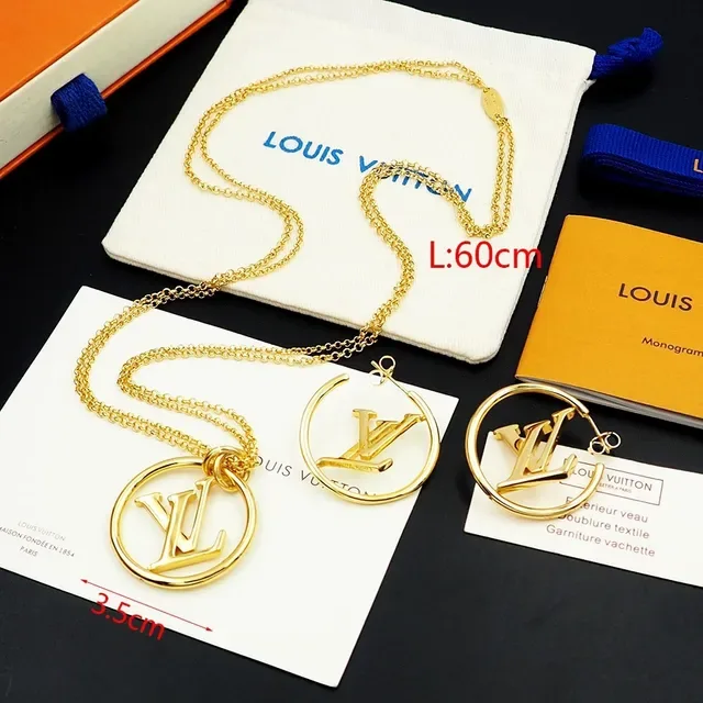 قلادة دائرية لويس فيتون LV فضية معدنية 4