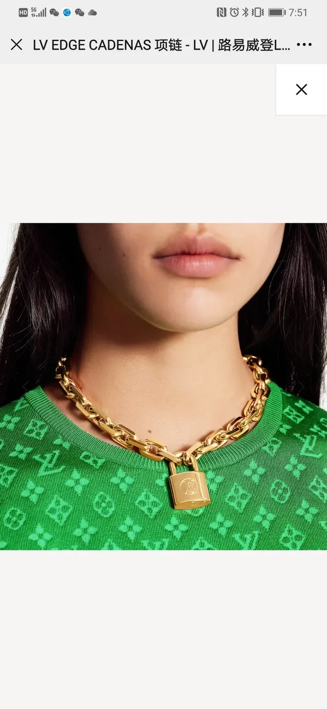 Louis Vuitton LV Edge Cadenas Gold-Tone Chain Necklace 9