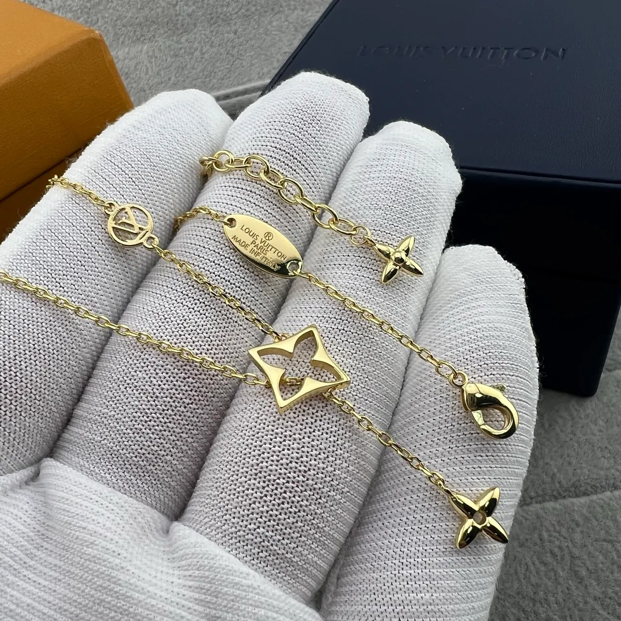 Louis Vuitton LV Flower Monogram Necklace Gold and Silver Tone Necklaces 4