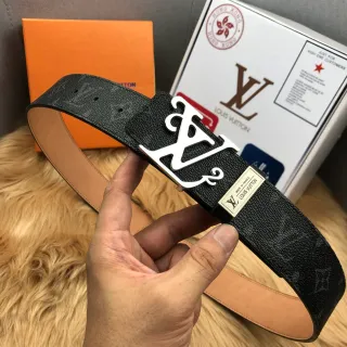 Louis Vuitton LV Initiales Black Monogram Leather Belt