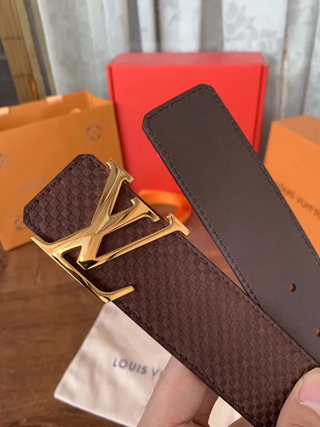 Louis Vuitton LV Initiales حزام جلد أسود منسوج 2