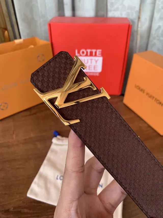 Louis Vuitton LV Initiales حزام جلد أسود منسوج 3