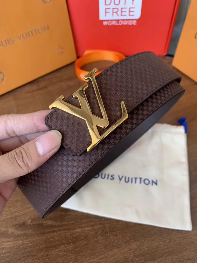 Louis Vuitton LV Initiales حزام جلد أسود منسوج 4