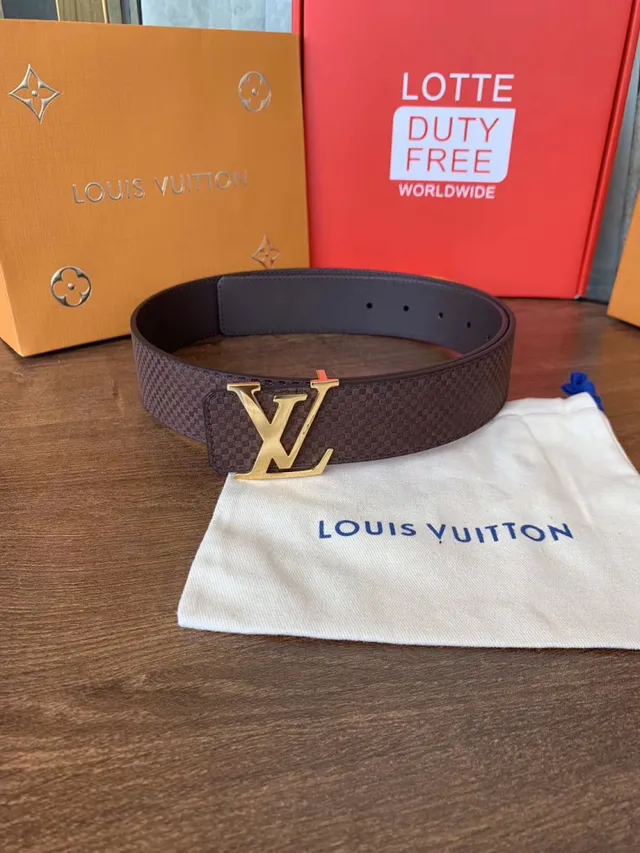 Louis Vuitton LV Initiales حزام جلد أسود منسوج 5