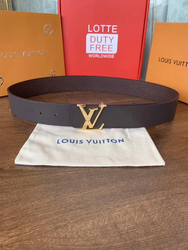 Louis Vuitton LV Initiales حزام جلد أسود منسوج 6