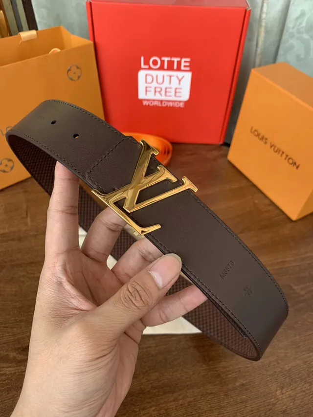 Louis Vuitton LV Initiales حزام جلد أسود منسوج 7