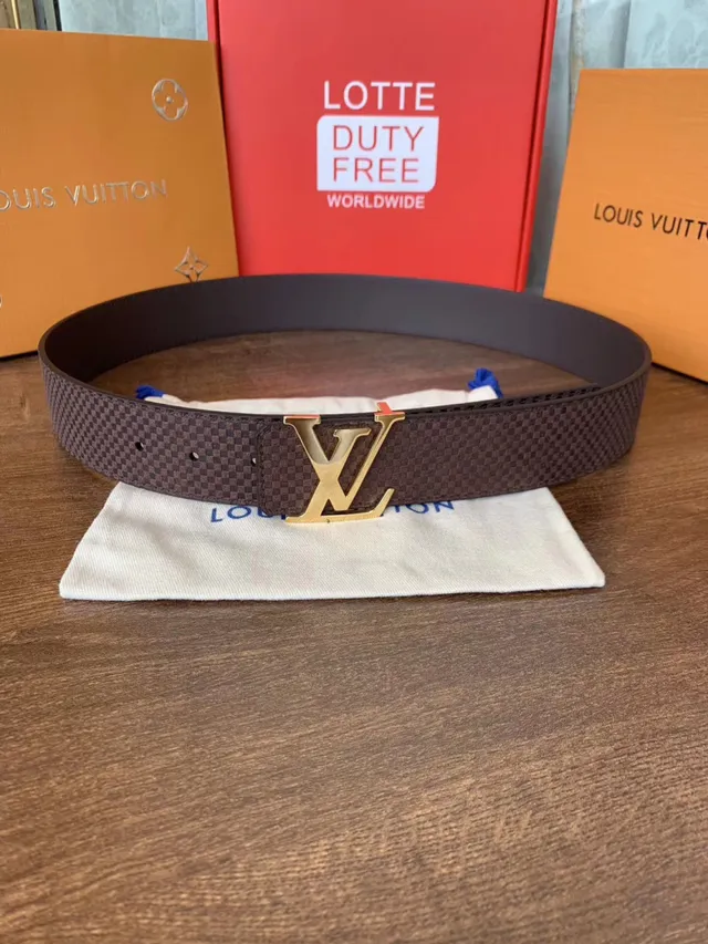 Louis Vuitton LV Initiales حزام جلد أسود منسوج 9