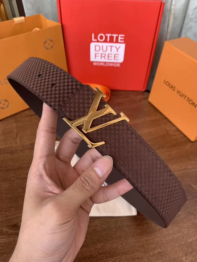 Louis Vuitton LV Initiales حزام جلد أسود منسوج 10