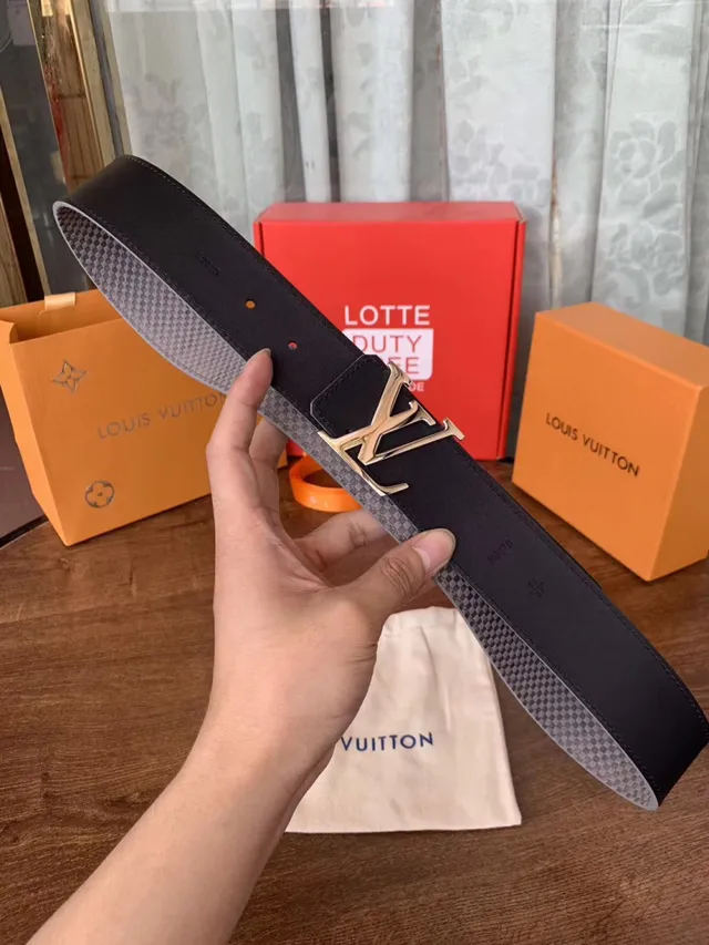 Louis Vuitton LV Initiales حزام جلد أسود منسوج 11