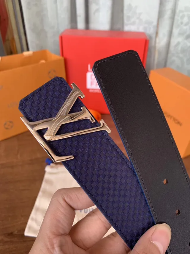 Louis Vuitton LV Initiales حزام جلد أسود منسوج 20