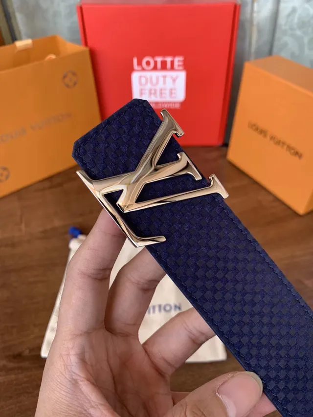 Louis Vuitton LV Initiales حزام جلد أسود منسوج 21