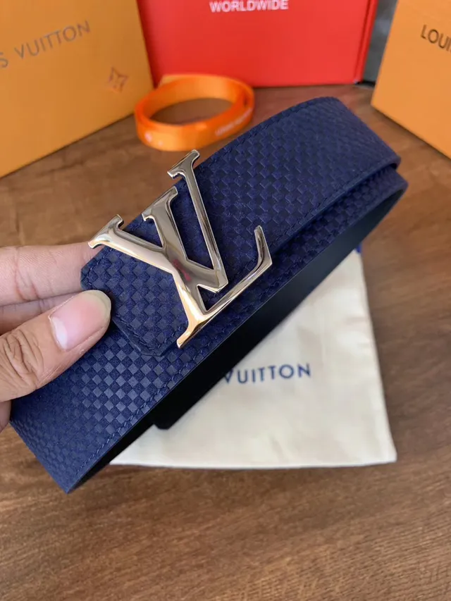 Louis Vuitton LV Initiales حزام جلد أسود منسوج 22