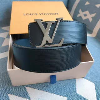 Louis Vuitton LV Initiales Blue Textured Leather Belt