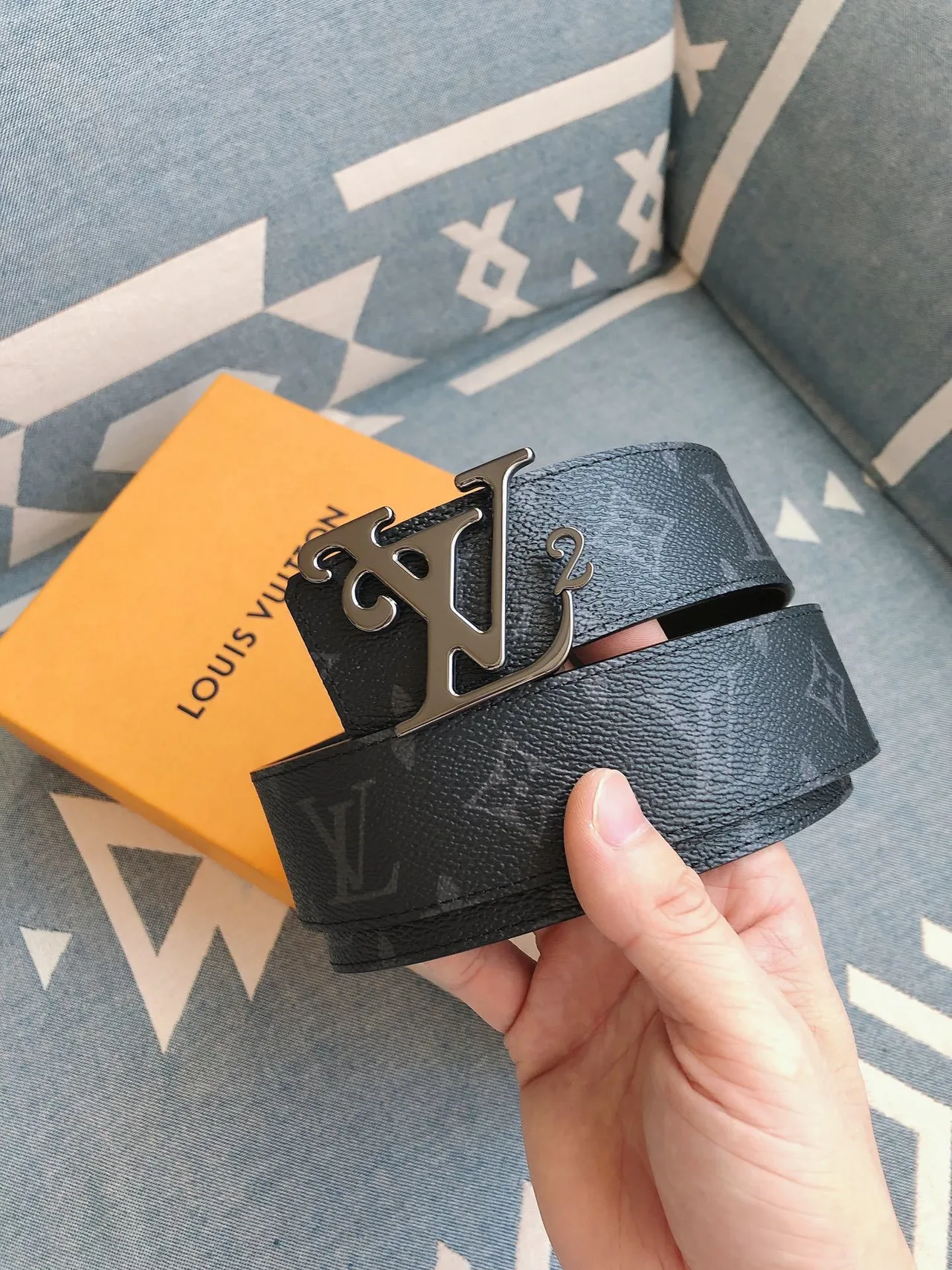 Louis Vuitton LV Initiales Monogram Textured Leather Belt 2