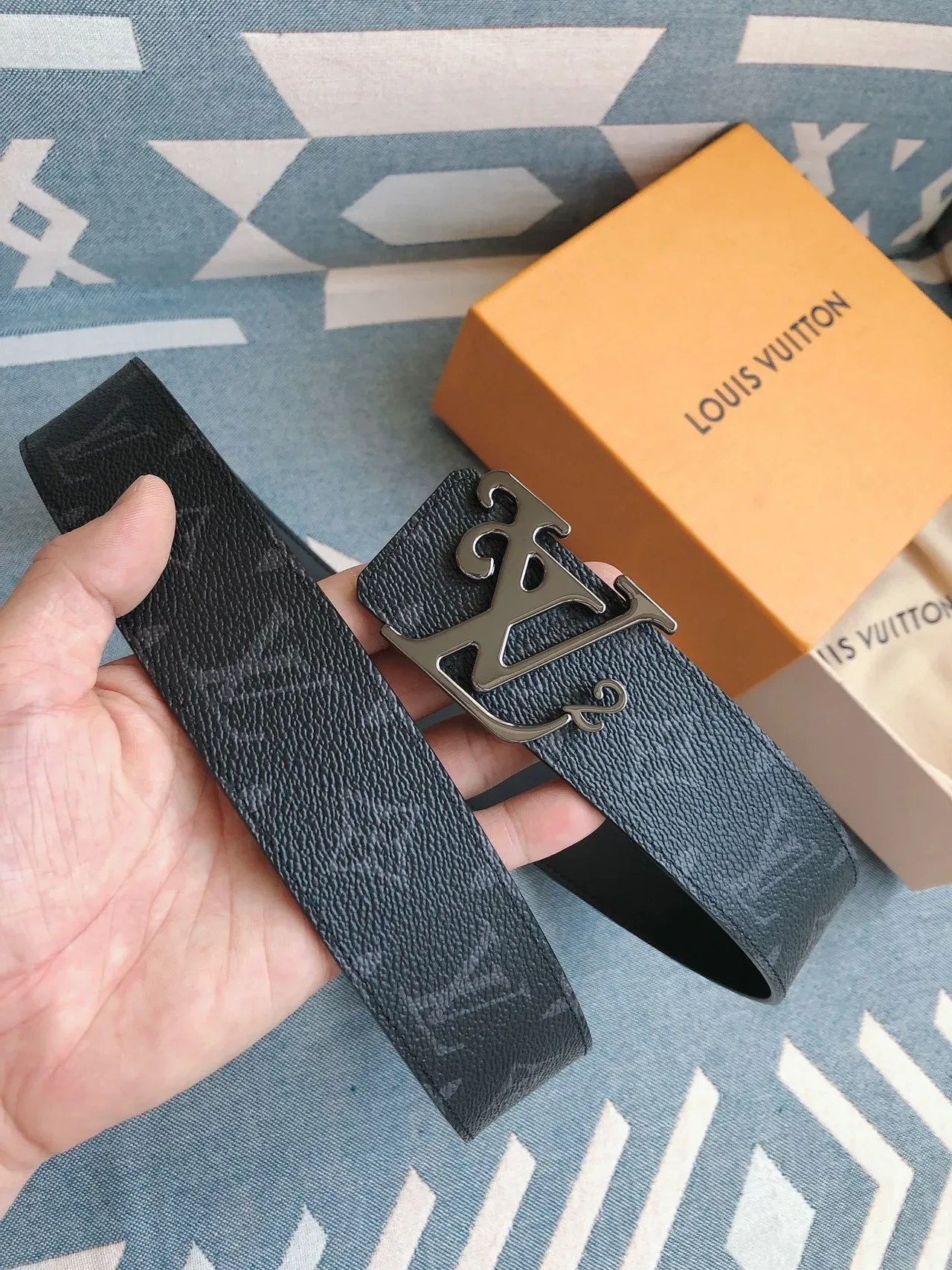 Louis Vuitton LV Initiales Monogram Textured Leather Belt 4