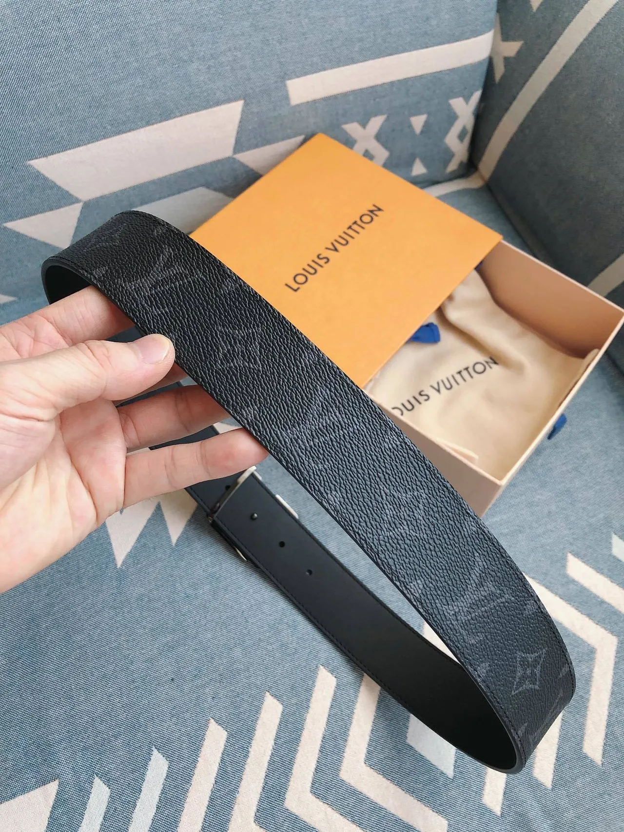 Louis Vuitton LV Initiales Monogram Textured Leather Belt 5