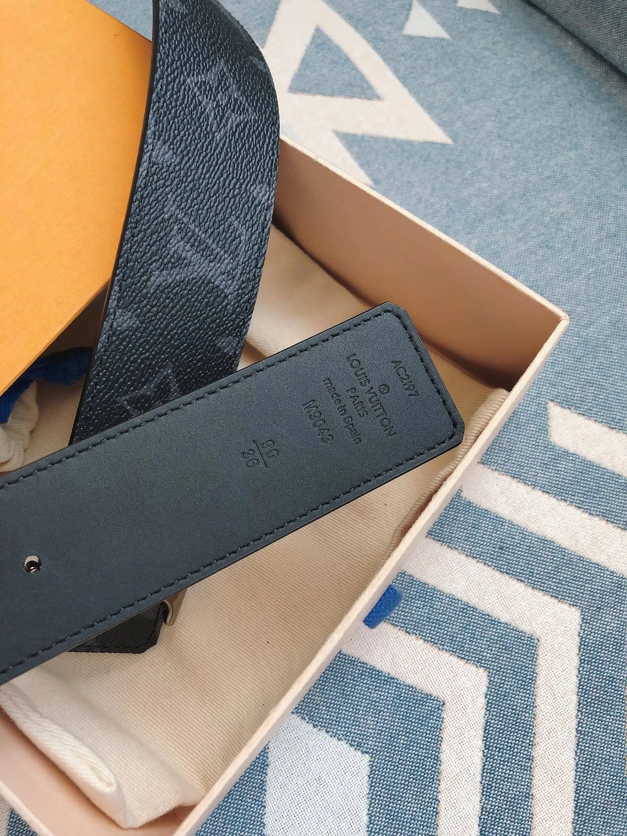 Louis Vuitton LV Initiales Monogram Textured Leather Belt 6