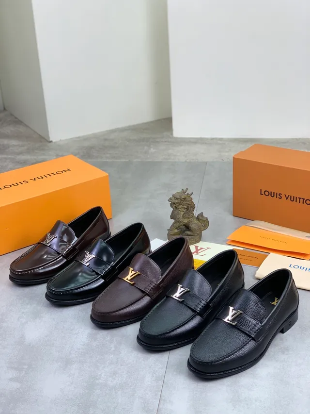 Louis Vuitton LV Loafer Black Grained Leather Penny Loafer 2