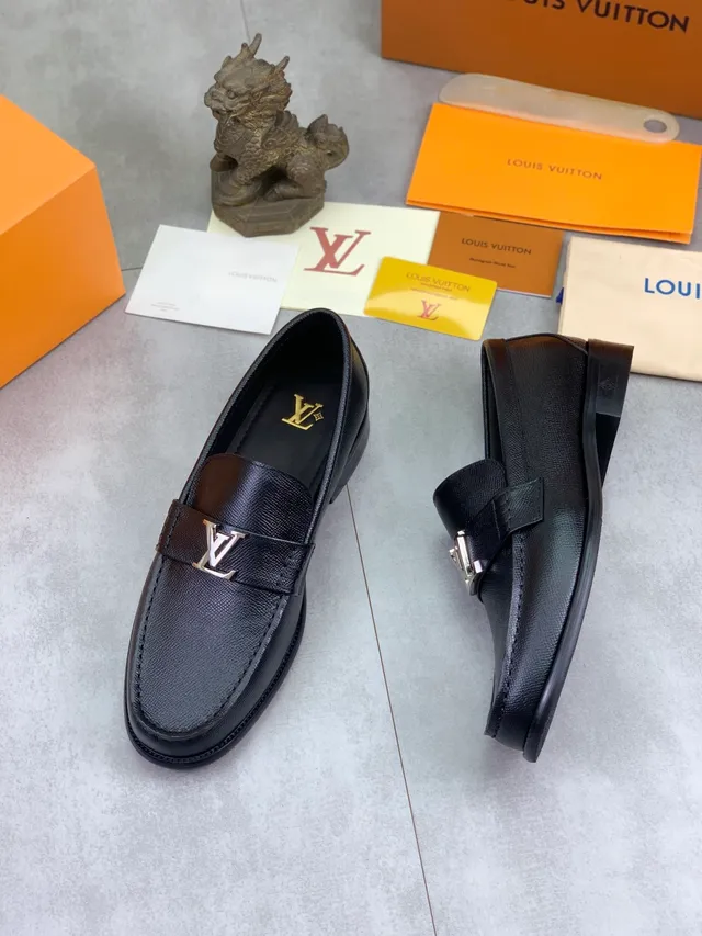 Louis Vuitton LV Loafer Black Grained Leather Penny Loafer 6