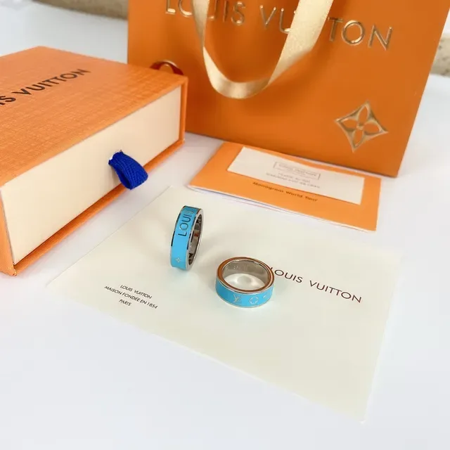 Louis Vuitton LV Ring Multicolor Enamel-Coated Flat Band Ring 5