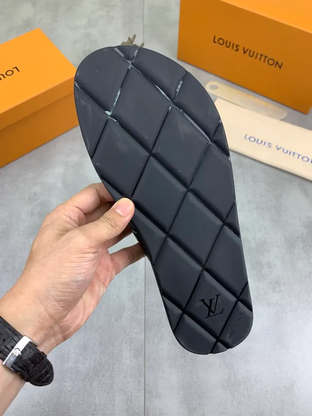 Louis Vuitton LV Slide Black Monogram Embossed Strap Slippers 2