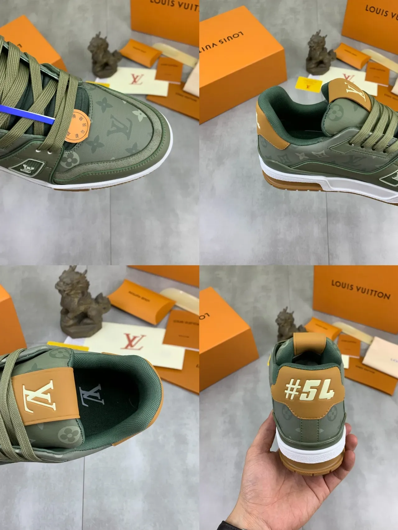 路易威登 LV Trainer 军绿色米色 印花上层叠层合成材料 生活方式运动鞋 3