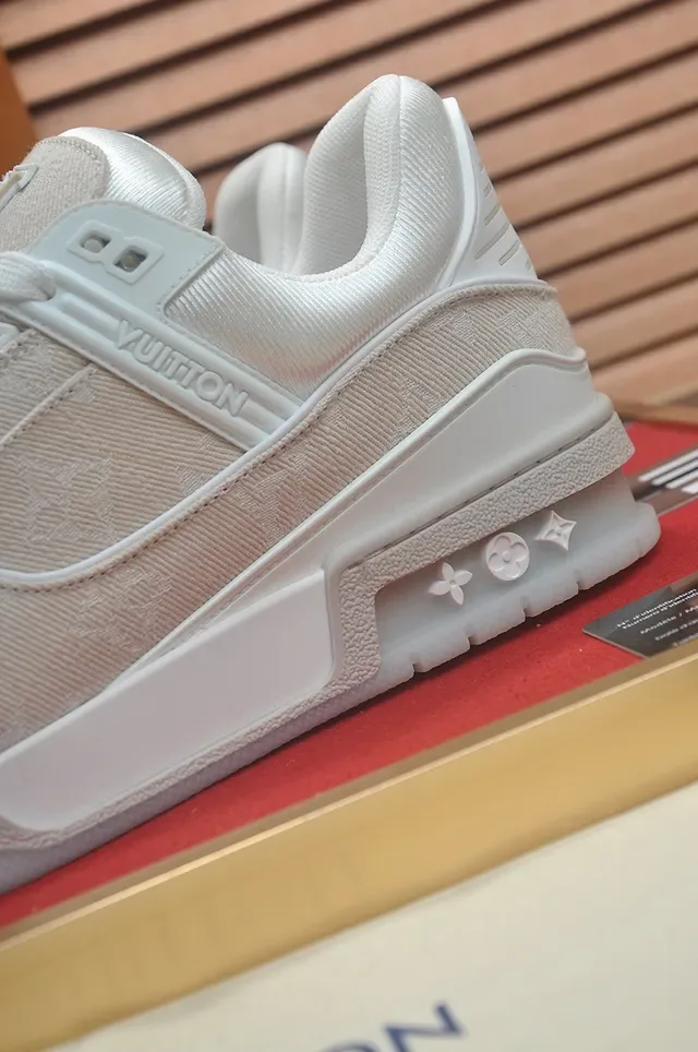 Louis Vuitton LV Trainer Beige Blanc Monogramme Jacquard Upper Layered Sculpted Midsole Lifestyle Sneakers 2