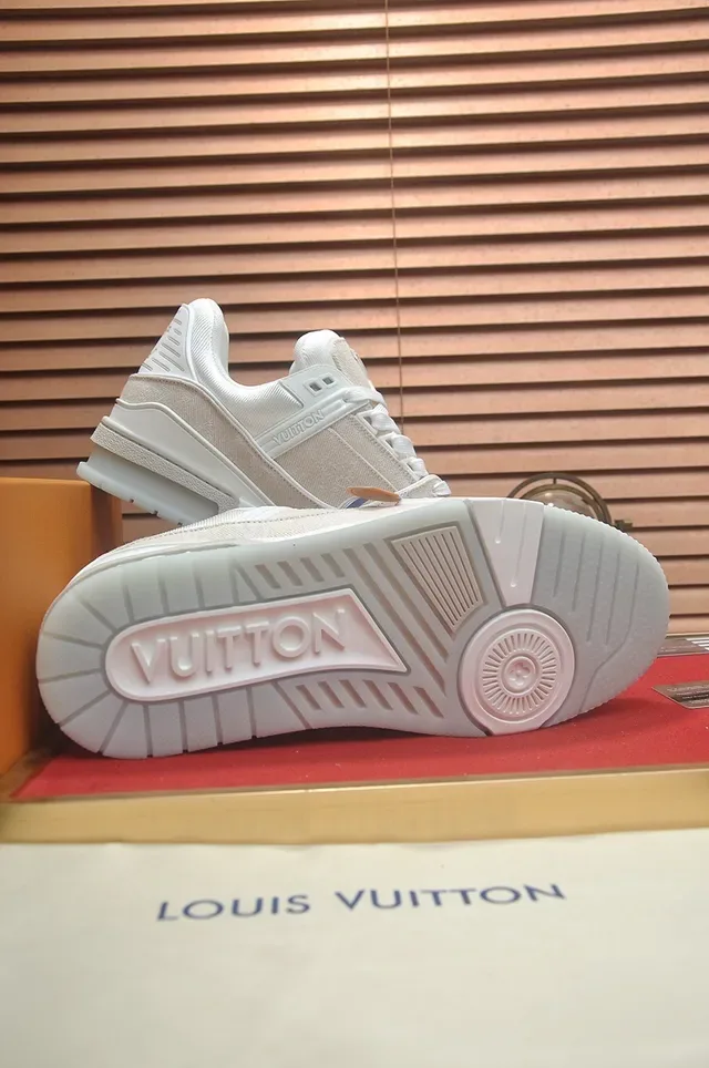 Louis Vuitton LV Trainer Beige Blanc Monogramme Jacquard Upper Layered Sculpted Midsole Lifestyle Sneakers 3