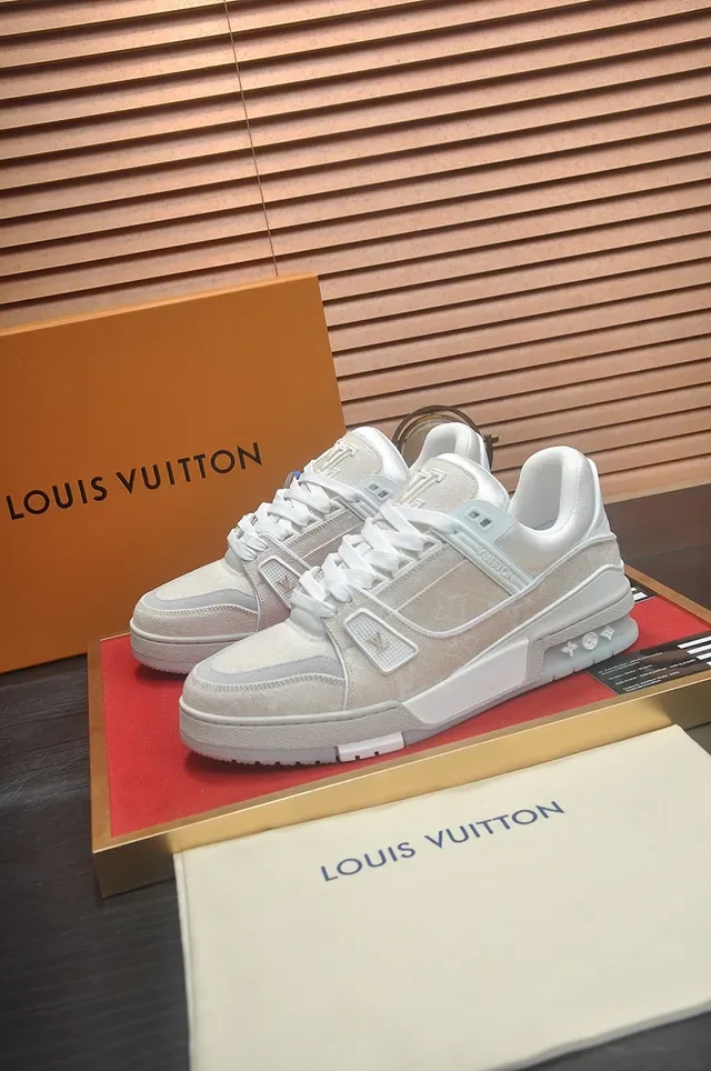 Louis Vuitton LV Trainer Beige Blanc Monogramme Jacquard Upper Layered Sculpted Midsole Lifestyle Sneakers 4