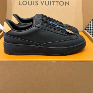 Louis Vuitton LV Trainer Black Beige Leather Upper Platform Sole Lifestyle Sneakers