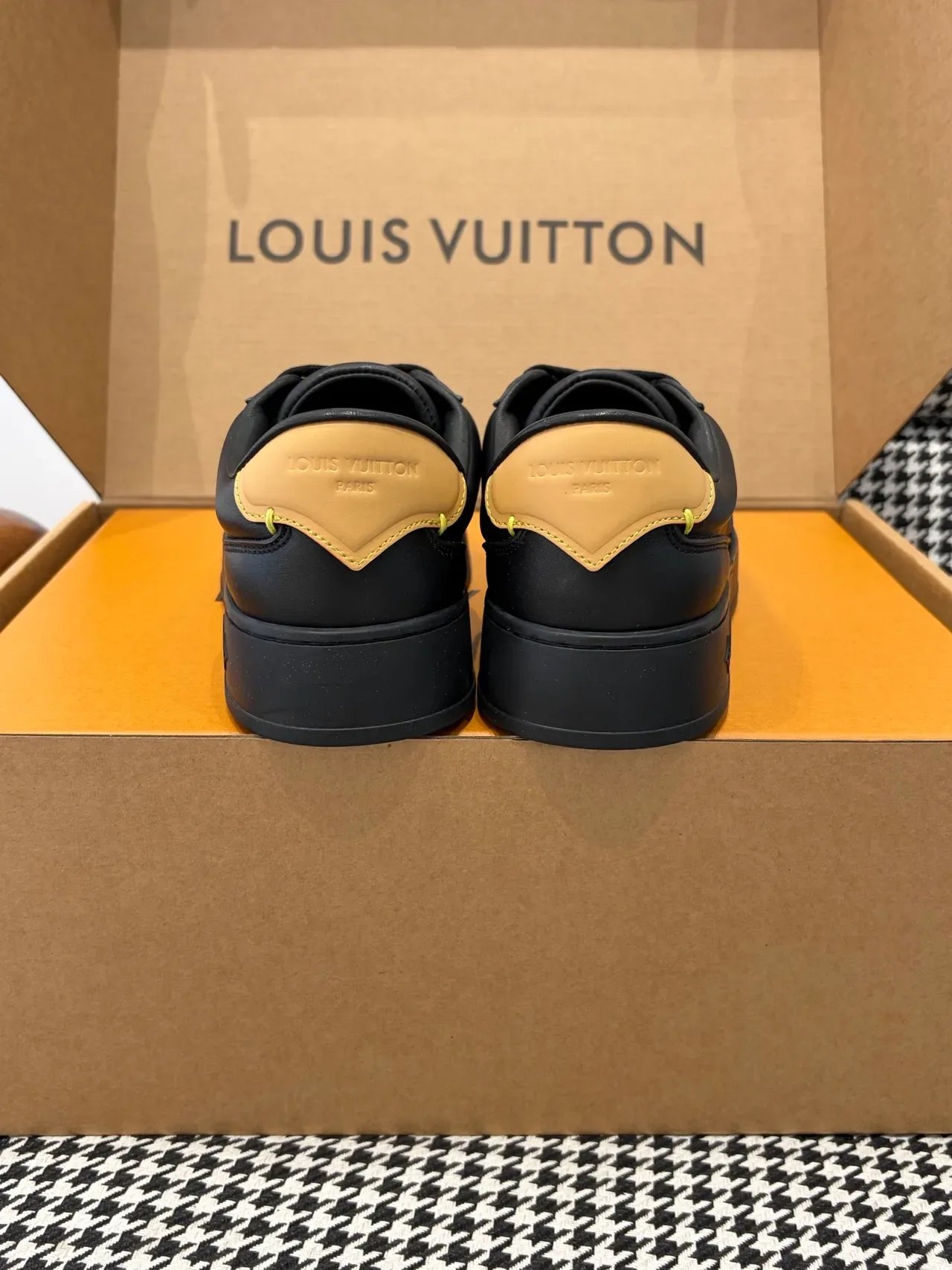 Louis Vuitton LV Trainer Black Beige Leather Upper Platform Sole Lifestyle Sneakers 5