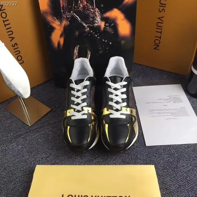Louis Vuitton LV Trainer Black Gold Monogram Canvas Panel Metallic Patent Overlays Lifestyle Sneakers 2