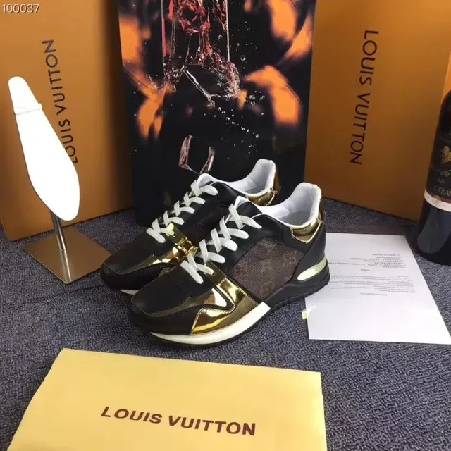 Louis Vuitton LV Trainer Black Gold Monogram Canvas Panel Metallic Patent Overlays Lifestyle Sneakers 3