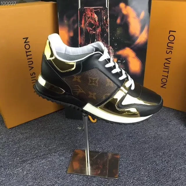 Louis Vuitton LV Trainer Black Gold Monogram Canvas Panel Metallic Patent Overlays Lifestyle Sneakers 4